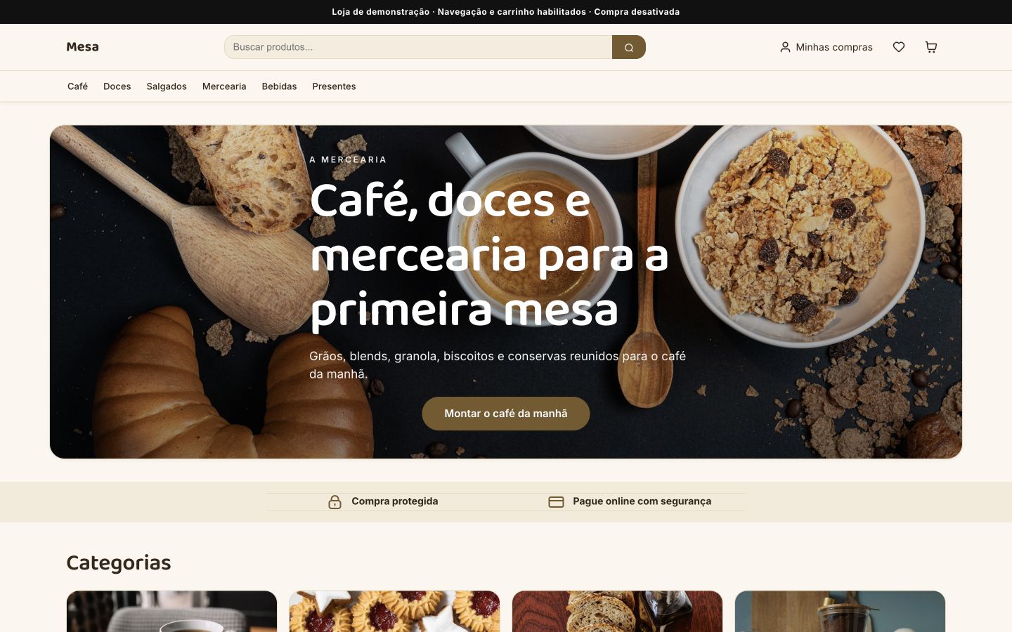 Prévia da loja com o design Almacén