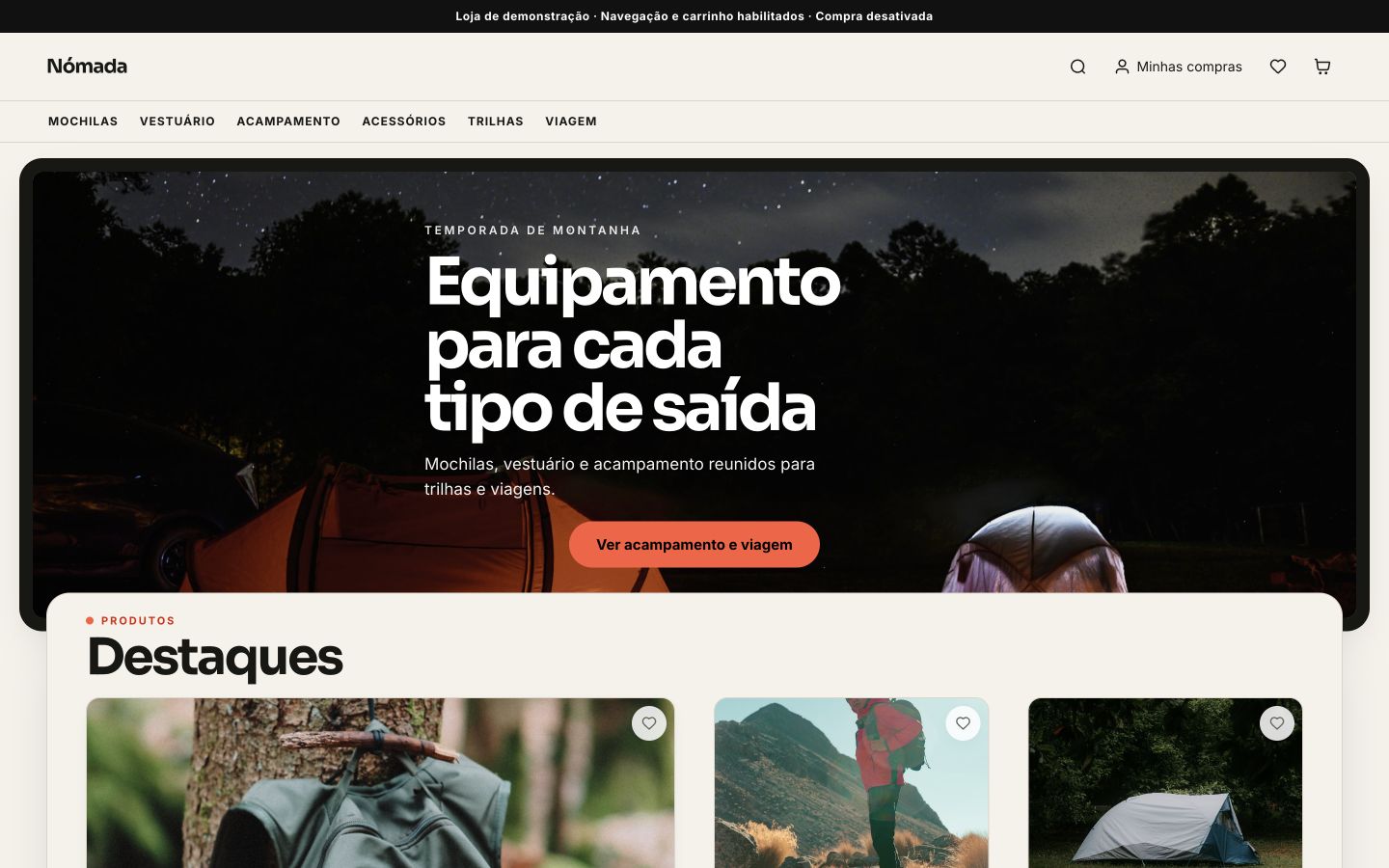 Prévia da loja com o design Faro