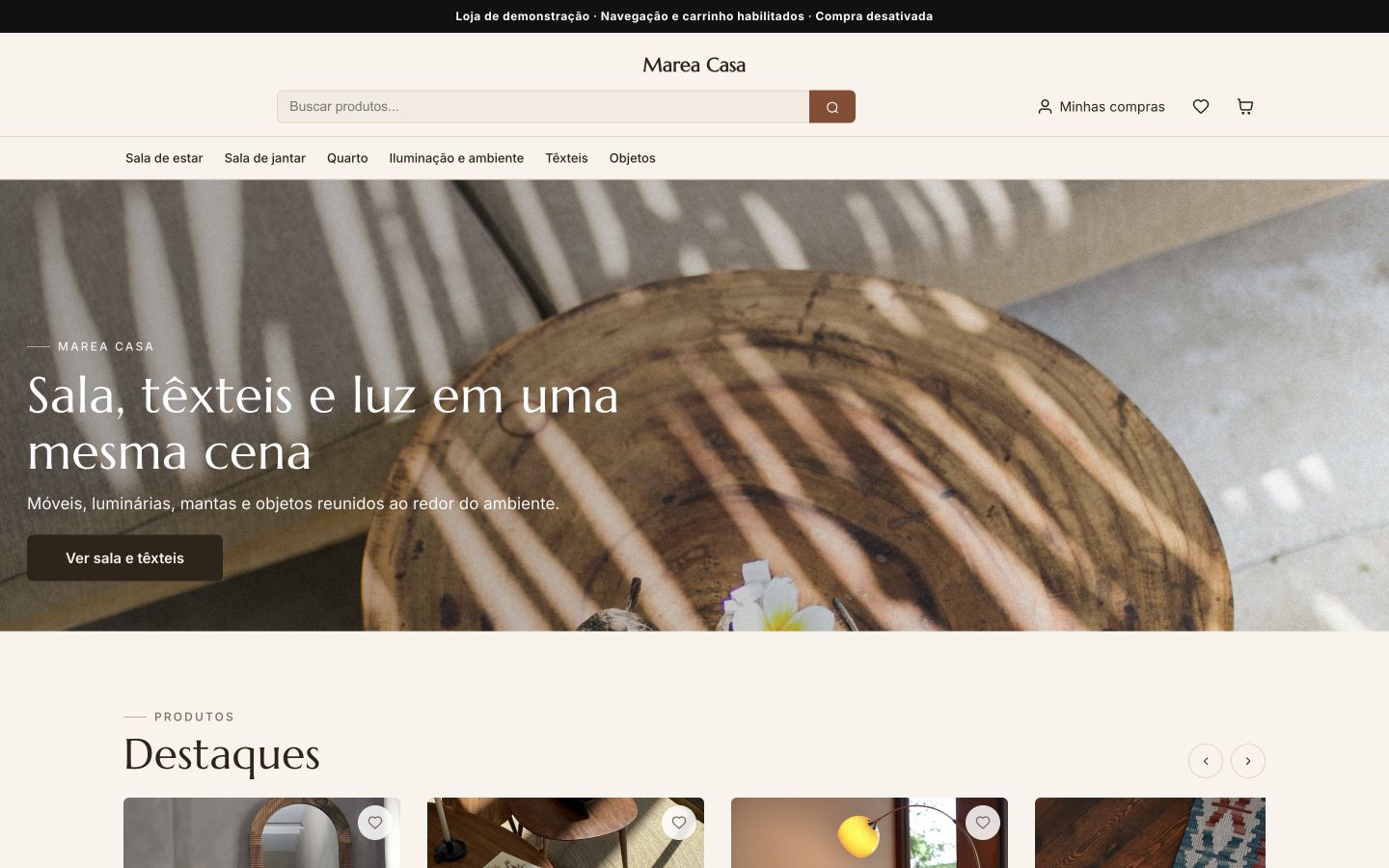 Prévia da loja com o design Patio